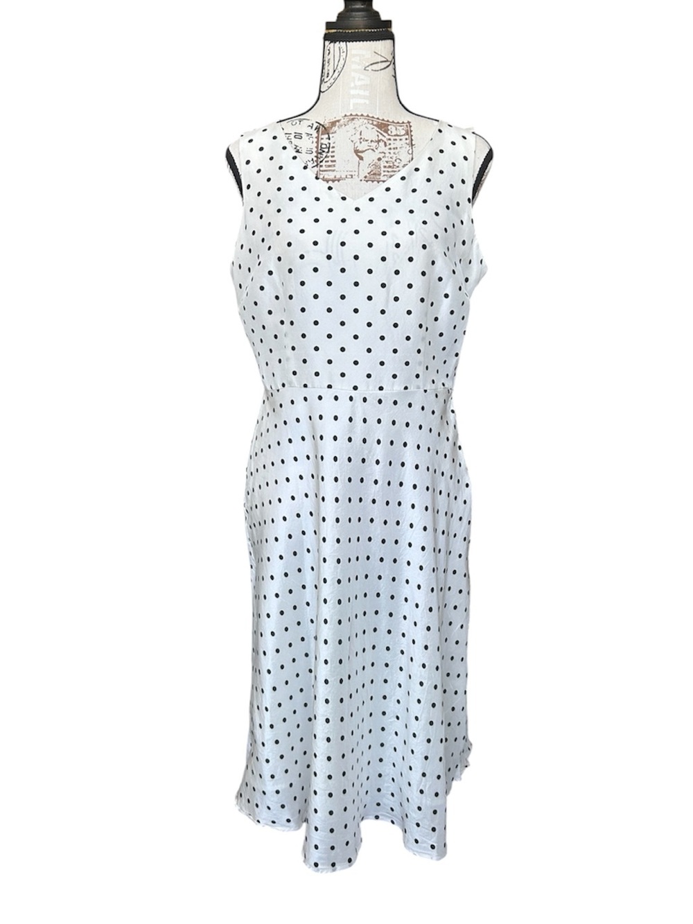 Chadwick’s Vintage 100% Silk Rockabilly Polka Dot Dress size 8 Petite - Picture 2 of 8